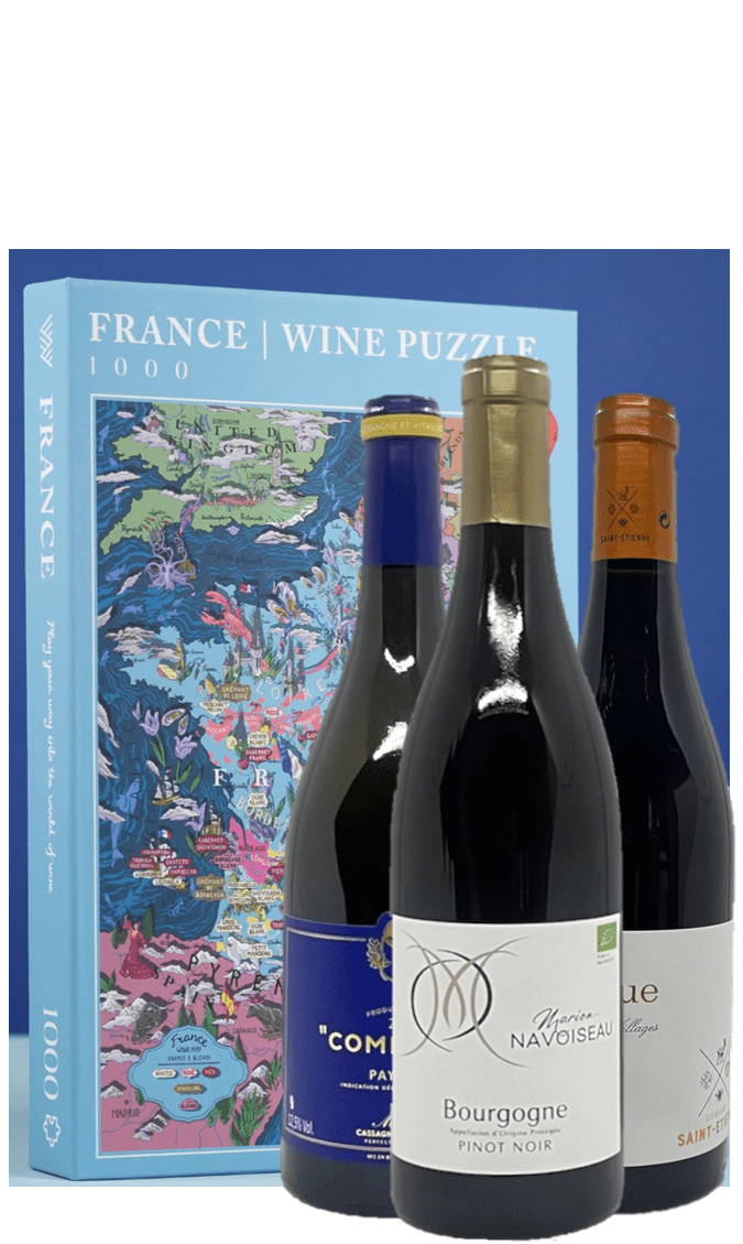 Franska lådan med vin & pussel