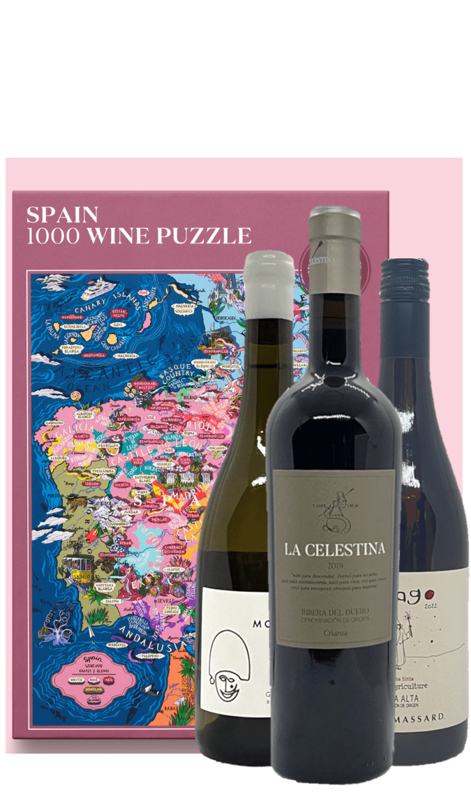 Spanska lådan med vin & pussel