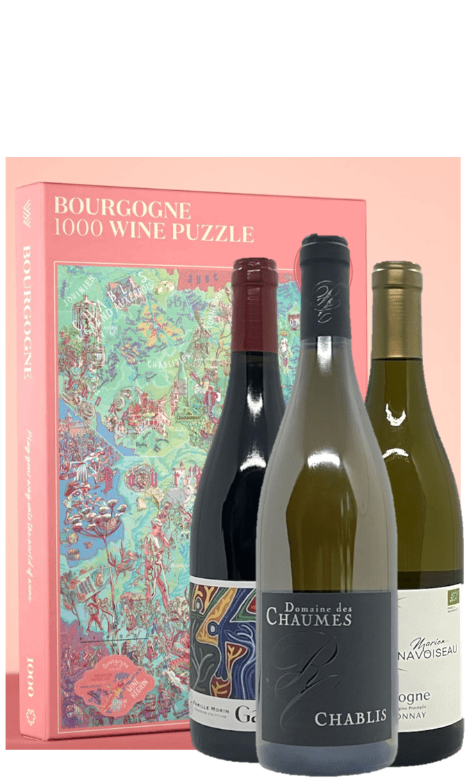 Bourgognelådan med vin & pussel